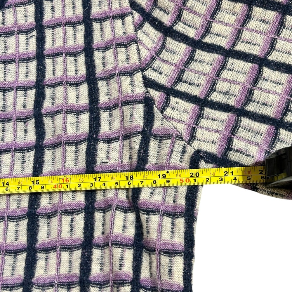 Nümph Anthroplogie Pullover Sweater Women's M Purple Check Wool Alpaca Blend - Picture 3 of 7